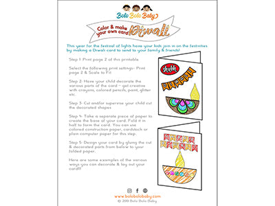 Diwali Card and Coloring for Kids
