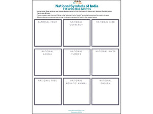 National Symbols of India Fill In Activity